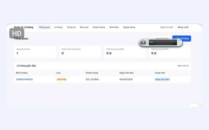 Web theo dõi lô hàng và công nợ do học viên tự làm